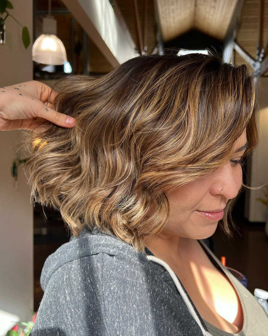 Brunette Balayage and Cut by Stefani